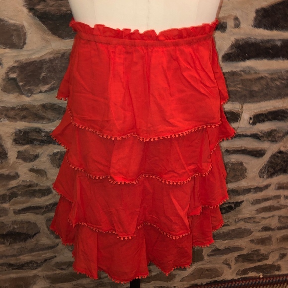 Red Ruffle Strapless Dress - Picture 4 of 4